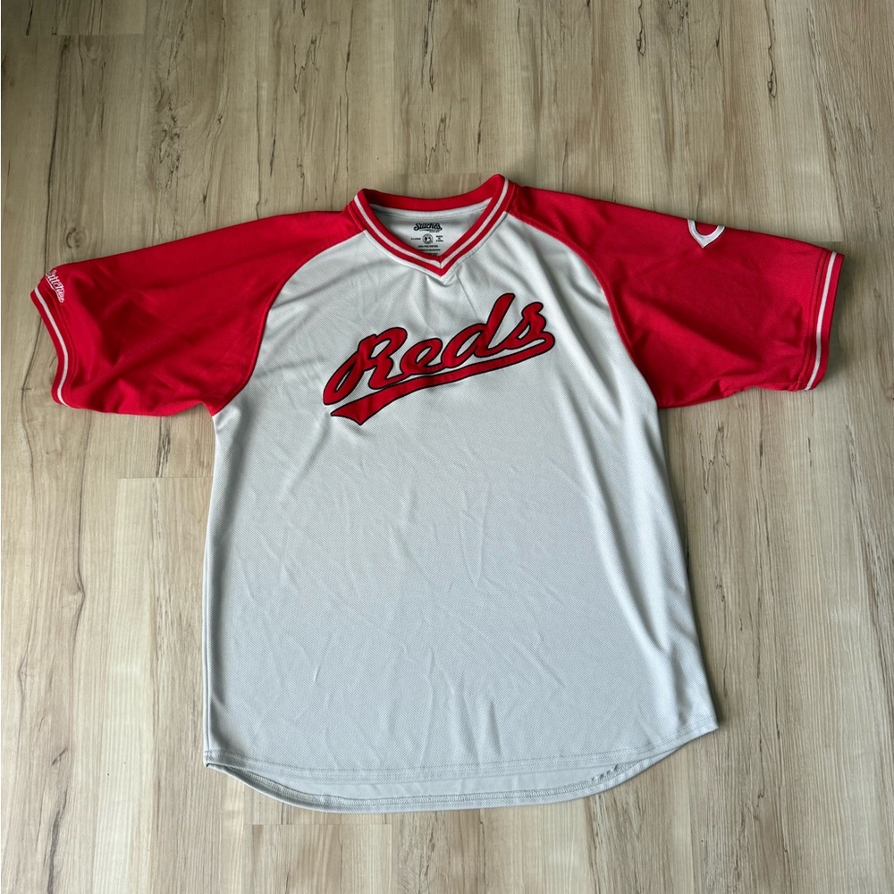 Stitches Cincinnati Reds Men’s XL Jersey Red Gray Baseball Fan Shirt | Cincy MLB